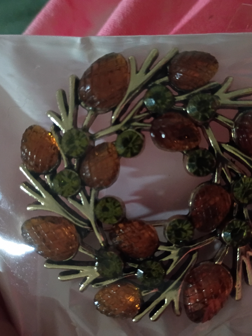 Vintage-Inspired Brown and Green Pinecone Brooch - Women Accessories